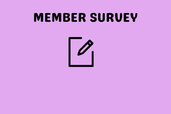 text says member survey with image of pencil and paper