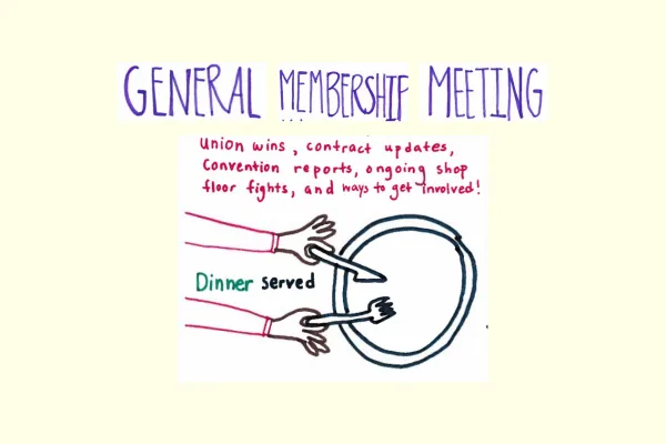 hand drawn flyer with hands cutting empty plate of food