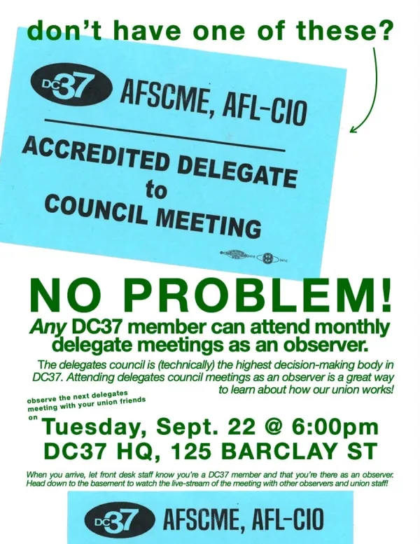 flyer about attending delegates meeting. text is below