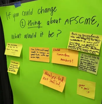 poster asking for 1 thing to change about afscme